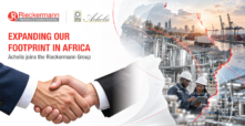 Rieckermann and Achelis logos with handshake and industrial images in African continent outline marking the acquisition and expansion in East Africa